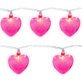 Couah Pink Heart LED String Lights 8.5Ft Mother's Day Lights with 10 Pink 3D Heart Lights Plug in Heart Fairy String Lights for Indoor Outdoor Home Window Wedding Party Mother's Day Decorations