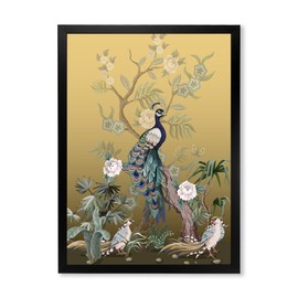 DesignQ Chinoiserie With Birds and Peonies VI Traditional Framed Wall Art
