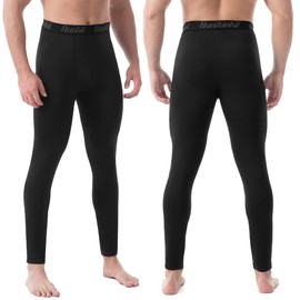 Runhit Men's Thermal Compression Pants Fleece Lined Sports Tights Athletic Leggings Baselayer Bottoms Cold Weather Gear Black S