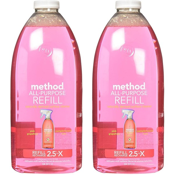Method All Purpose Cleaning Spray 68 Fl Oz, Pink Grapefruit, Refill Bottle (2-Pack)