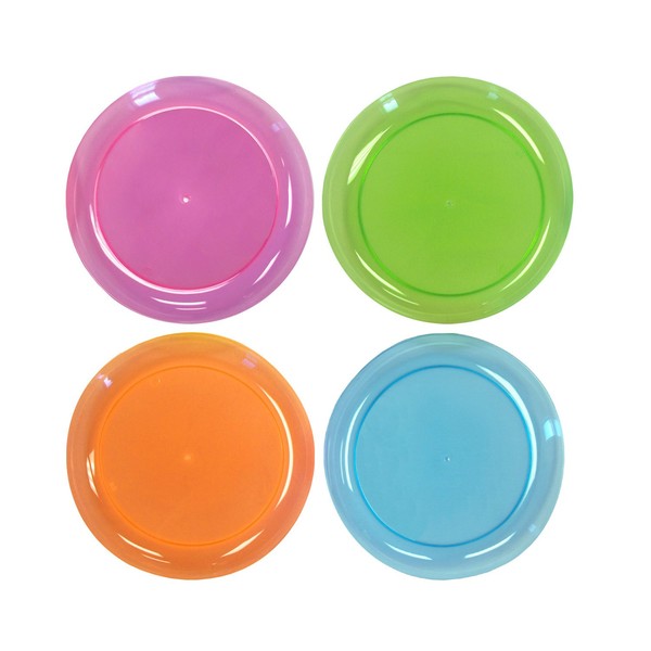Party Essentials Hard Plastic 6-Inch Round Party/Dessert Plates, Assorted Neon, 80-Count