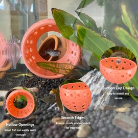 WEWAYKGJ Betta Fish Tunnel with Suction Cup - Aquarium Fish Hideout Shrimp Cave Guppy Fish Tunnel Tank Accessories Aquarium Decor for Small Fish Shrimp (Pink)