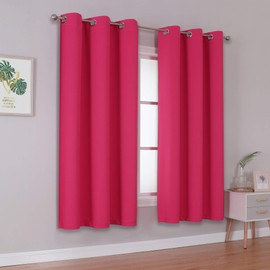 DUALIFE Solid Blackout Curtain Panels for Living Room 45 Inch Length Hot Pink Thermal Insulated Room Darkening Curtains Grommet Top 38''x45'' Raspberry Sorbet