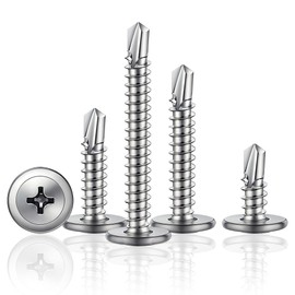 180Pcs M4.2 * 25mm Wafer Head Self Drilling Screw, 410 Stainless Steel Modified Truss Head Self Drilling Screws, Sheet Metal Screws/Tek Screws For Sheet Metal Steel,Aluminum,Wood,Plastics.