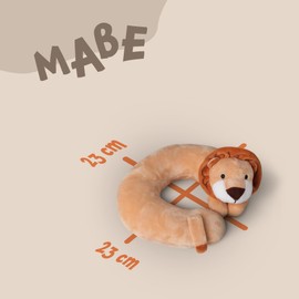 Bestlivings Children's Neck Pillow (Lion) Animal Sleeping Pillow – Oeko-Tex – Travel Pillow Washable Headrest U-Shaped Neck Pillow for Car Train Aeroplane
