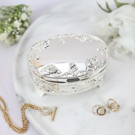 De Walden Girl's 90th Birthday Silver Plated Rose Trinket Box in a Presentation Box for Nan Gran Nanny Grandma Nain