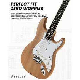Fesley DIY Electric Guitar Kit with Mahogany Body/Maple Neck,6 Strings Electric Guitars,DIY Guitar Kit with Purpleheart Fretboard,SSS Pickups,ST Style Beginner Guitars, Build Your Own Guitar Kit