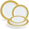 Blue Sky Glitz Collection Gold and White Plastic Plates |