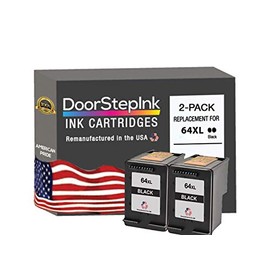 DoorStepInk Remanufactured in The USA Ink Cartridge Replacements for HP 64XL 64 XL 2 Black N9J92AN High Yield for Envy 6258 7155 7120 7158 7830 7130 7164