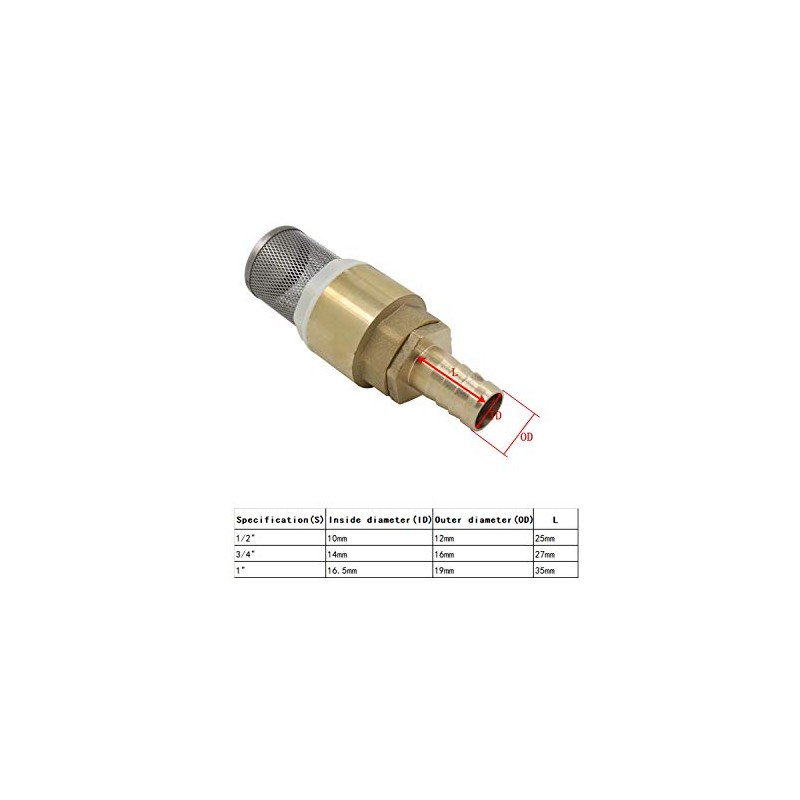 Check Valve for Suction Hose Screw Thread 1/2 3/4 1