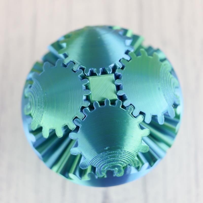 3D Printed - Mechanical Gear Ball Figurine Decor Plastic Smooth:_Green