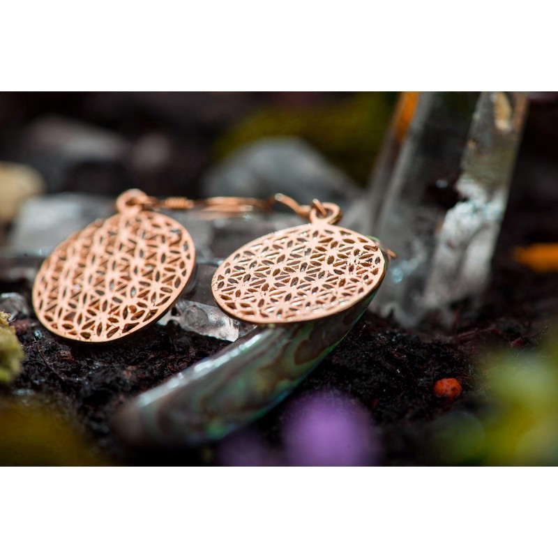 WINDALF SVALA Earrings 3.5 cm The Flower of Life Bronze,