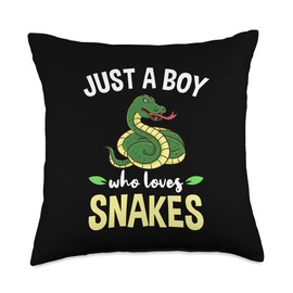 Just A Boy Who Loves Snakes Throw Pillow, 18x18, Multicolor
