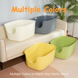 SpaceTime Extra Large Litter Box with High Sides,24.2" Lx16.3 Wx12.9 H XL Multi Cat Litter Pan for Kitty,Cat Boxes for Indoor Cats,Jumbo Litter Boxes for Big Cats,Anti-Splashing,Easy to Clean (Grey)