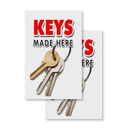Keys Made Here (2-Pack) 24" x 36" Vinyl Decals | Sign Insert Peel & Stick Decals Stickers Window Signs