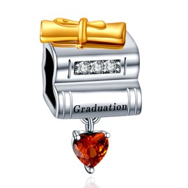 Amuefer Doctorial Hat Owl Charms für Armbänder 925 Sterling Silber mit Cubic Zirkonia Anhänger für Halsketten Geburtstag Weihnachten Schmuck Geschenke für Frauen