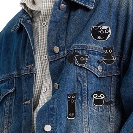 Schwarze Katze Emaille-Pins,10 Stück Kitten-Broschen,Niedliche Tier-Emaille-Brosche,Cute Brosche Anime Anstecknadeln,Lustig Rucksack Ierbrosche,Für Rucksack, Hut, Jacken, Taschen