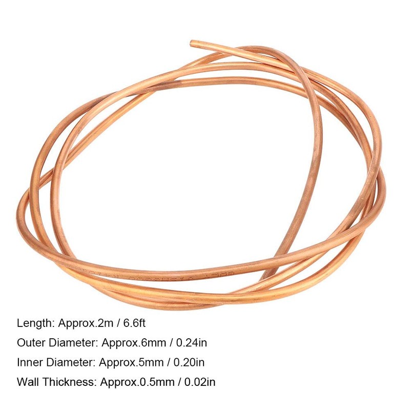 Fafeicy 2m Copper Pipe with 0.5mm Wall Thickness C1100 T2