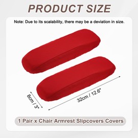 uxcell Chair Armrest Slipcovers Covers, 32 x 8cm Polyester Removable Seat Hand Rest Protector for Office Chairs Desk Chair(Wine Red)