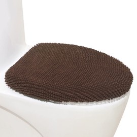 Madeals Chenille Toilet Lid Cover Shag Soft and Absorbent, Comfortable Bathroom Toilet Lid Cover Seat Fits Most Size Toilet Lids for Brown