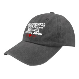 ODCRAT Hello Darkness My Old Friends I Stood Up Too Fast Again Caps Funny Trucker Hat Pigment Black Running Hat Gifts for Grandma Baseball Cap