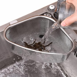 KitchenFood Catcher Strainer for Kitchen Waste Sink Triangle Tri-Holder Filter, Sink Strainer, Multifunction Saddle Leftover Mesh Stainless Steel Strainer