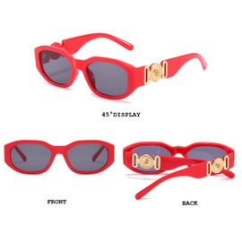 BUTABY Rectangle Sunglasses for Women Retro Driving Glasses 90’s Vintage Fashion Irregular Frame UV400 Protection Red