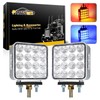 Partsam 2pcs Dual Revolution Amber/Red/Blue Square Double Face 38 Diode