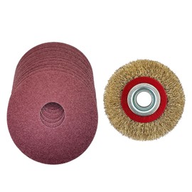 RFRYZE 10 PCS 7 Inch 80Grits PSA Sanding Disc & 1 PCS Rust Removal Wheel, Specially Used for TD7550-550W Lawnmower Blade Sharpener