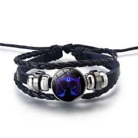 Rozozo Black Twelve zodiac spirit bracelet adjustable Twelve zodiac leather bracelet jewelry accessories for zodiac enthusiasts-Libra