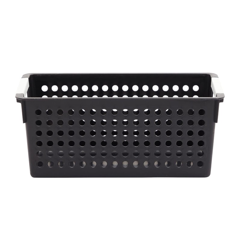 Farmlyn Creek 4-Pack Black Plastic Baskets for Organizing Bathroom, Laundry