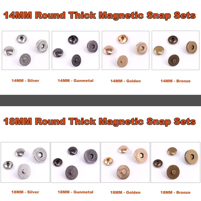 Tanstic 72 Sets 14mm and 18mm 4 Color Round Magnetic