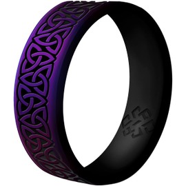 Knot Theory Wider Trinity Silicone Ring for Women and Men - Cosmic Purple Size 6, Rubber Wedding Band, Dual Layer Engraved Breathable Engagement 6mm Bandwidth