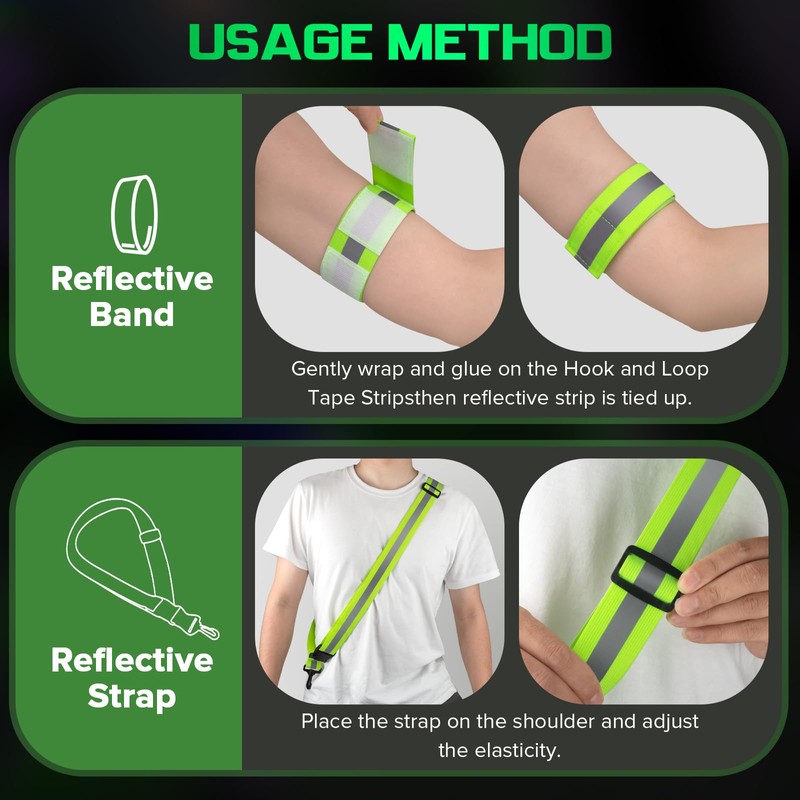 Reflective Sash for Walking at Night, High Visibility Reflective Running