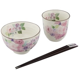 Yamashita Kogei 45015450 Gift Set, Pink, 8.9 x 5.3 x 3.5 inches (22.7 x 13.5 x 8.8 cm), Rice Bowl Cup with Tenpo Chopsticks