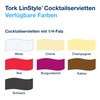 Tork LinStyle Cocktail Napkins, White, 1/4 Fold, Heavy Duty, 23.8