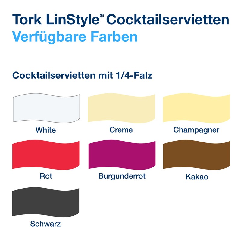 Tork LinStyle Cocktail Napkins, White, 1/4 Fold, Heavy Duty, 23.8