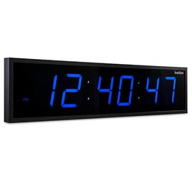 Ivation Huge Large Big Oversized Digital LED Clock - Shelf or Wall Mount (24 Inch - Blue) | 6-Level Brightness, Mounting Holes & Hardware