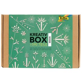 folia 938 Creative Box Wood Craft Box with Over 590 Pieces, Many Different Materials for Imaginative, Creative Crafts and Decorating