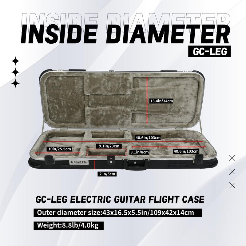 GHOSTFIRE Electric Guitar Hard Case Portable Guitar Hard-shell Case With