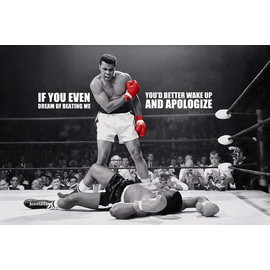 ASHER Gift LEGENDS ICONIC MUHAMMAD ALI KNOCKOUT KO DREAM QUOTE PRINT PICTURE ROOM DECORATION HOME WALL NOSTALGIA BOXING CHAMPIONS Poster - Matte poster Frameless Gift 11 x 17 inch(28cm x 43cm)