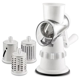Cheese Grater, Manual Drum Grater with 3 Removable Drum Blades, Vegetable Cutter for Cheese, Ice, Cucumbers, Carrots, Nuts, etc