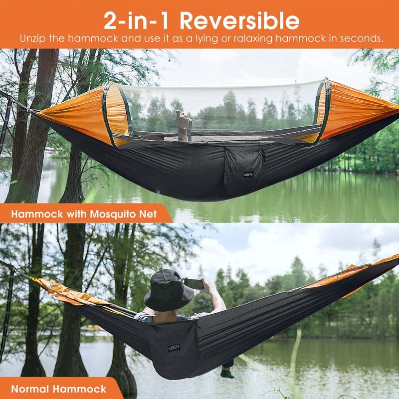 G4Free Large Camping Hammock with Mosquito Net 2 Person Pop-up