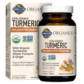 Garden of Life mykind Organics Extra Strength Turmeric Inflammatory Response 120 Tablets-100mg Curcumin (95 Curcuminoids) Black Pepper, Probiotics,...