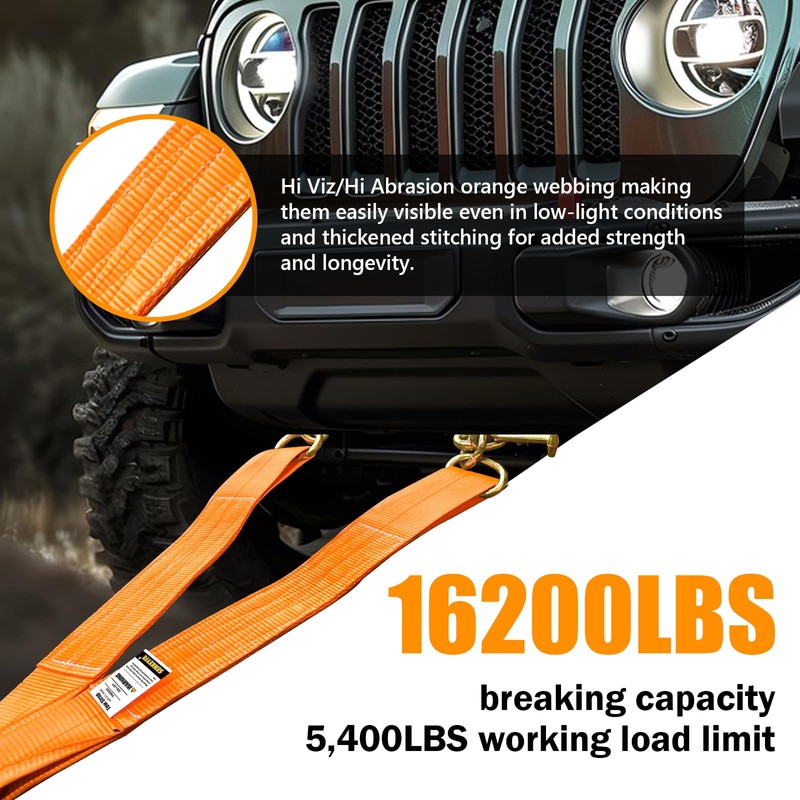 SENKEYFE Tow Straps V Bridle, 3" x 24" Recovery V-Strap