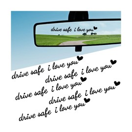 HZEL Car Sticker, 5PCS Drive Safe I Love You Rearview Makeup Mirror Window Reminder Decors, Funny Vinyl Letter Automotive Decoration Accessories, Universal for SUV RV Truck (Black)