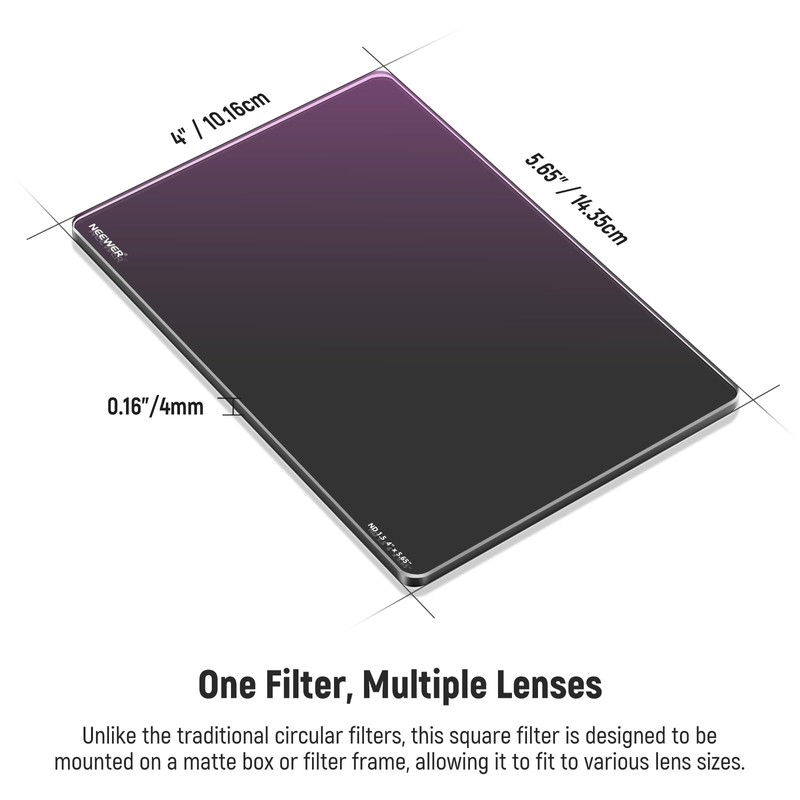 NEEWER ND1.5 (5 Stops) Square ND Filter, 4"x5.65" Dual Sided