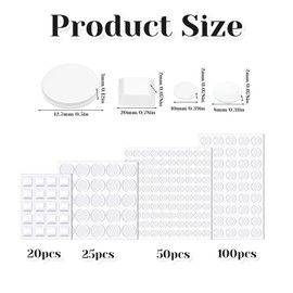 TIESOME 195 Pcs Clear Rubber Bumpers Self Adhesive, 4 Size Silicone Door Bumpers Clear Noise Dampening Bumper Pads Round Spherical Square Rubber Feet Pads for Furniture Surface Protection