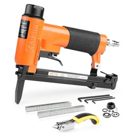 KAMSIN KN7116L 22 Gauge Pneumatic Upholstery Stapler, 3/8-inch Crown Fine Wire Stapler, 1/4-inch to 5/8-inch Length Long Nose Upholstery Staple Gun for Furniture, Upholstering