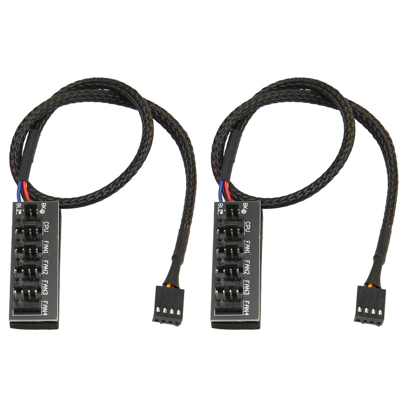2Pcs PWM Fan Hub 5 Way 4Pin 13.8in Cable Length